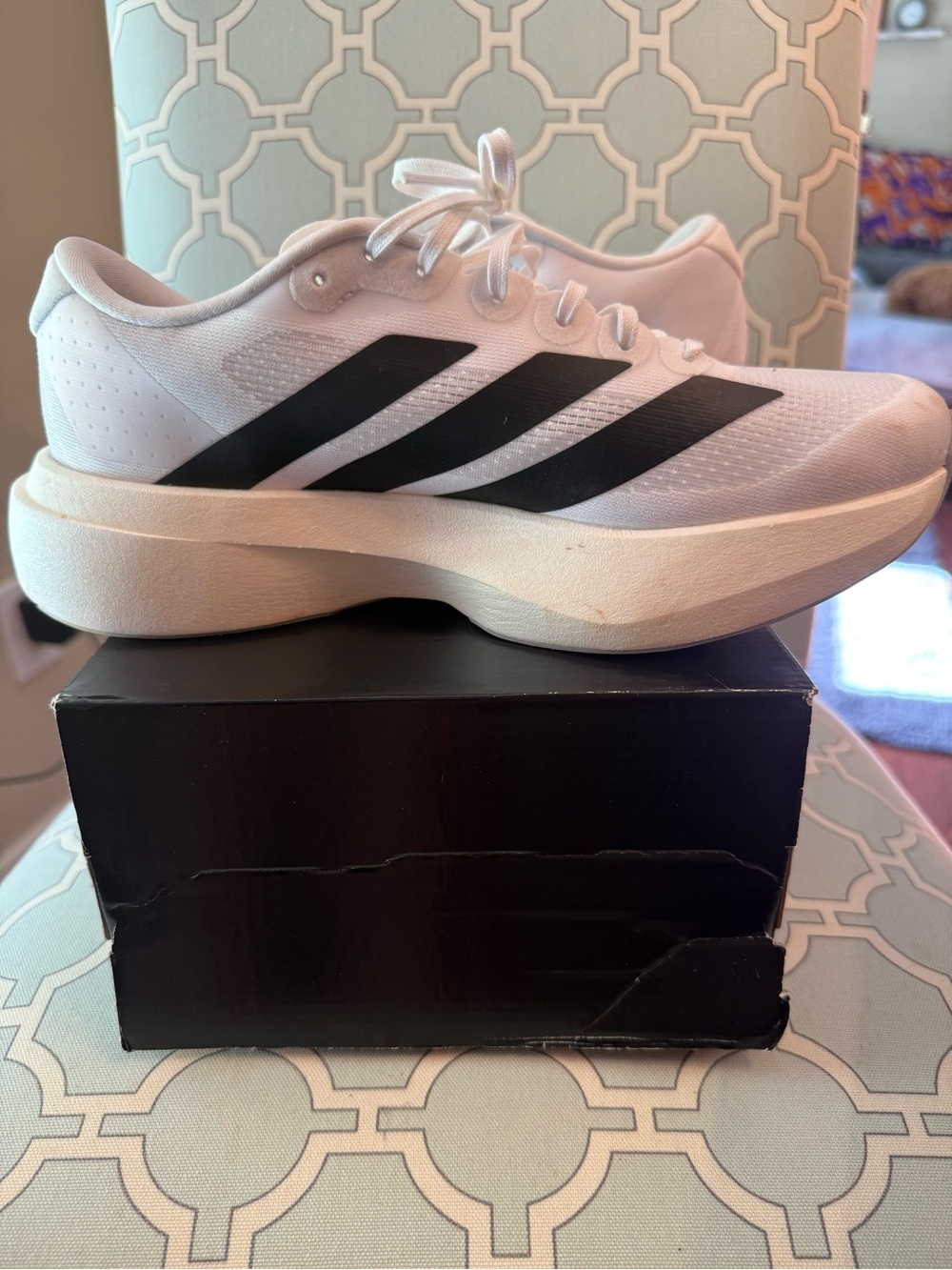 adidas White Sneakers with Black Three-Stripes - Men’s size 6.5 (women’s 8)